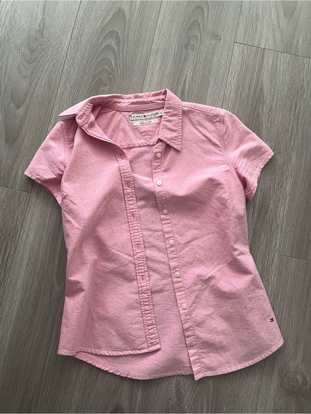Tommy Hilfiger Light Pink Short Sleeve Button-Up Shirt